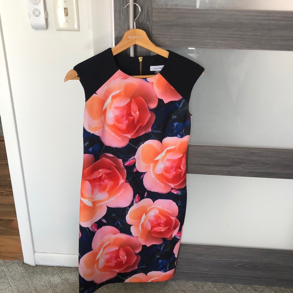 Calvin Klein shift dress with floral print